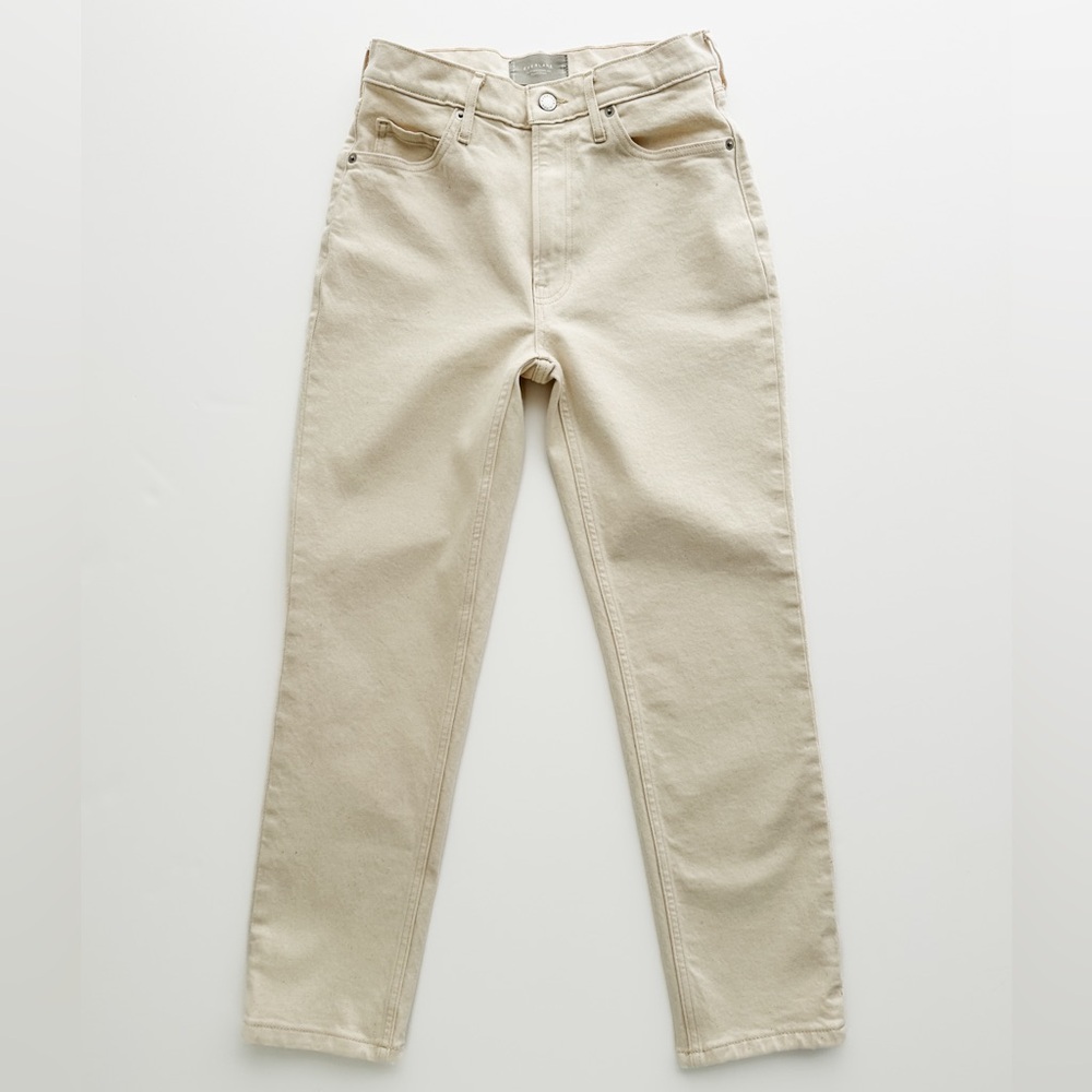 Everlane Womens The Cheeky Straight Jean Size 26 Crop Ankle Bone Cream White